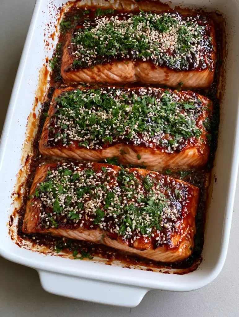 Brown Sugar Glazed Salmon: The Ultimate Caramelized 20-Minute Dinner 1 High-quality smartphone photo of Brown Sugar Glazed Salmon showing flaky texture and natural fat lines.