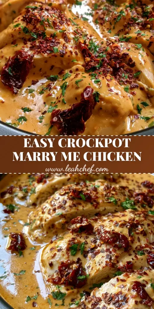 Crockpot Marry Me Chicken: The Ultimate Creamy Slow Cooker Dinner 4 A top-down view of Crockpot Marry Me Chicken featuring sliced succulent chicken in a glossy orange cream sauce inside a black ceramic vessel, topped with red chili flakes and parsley.