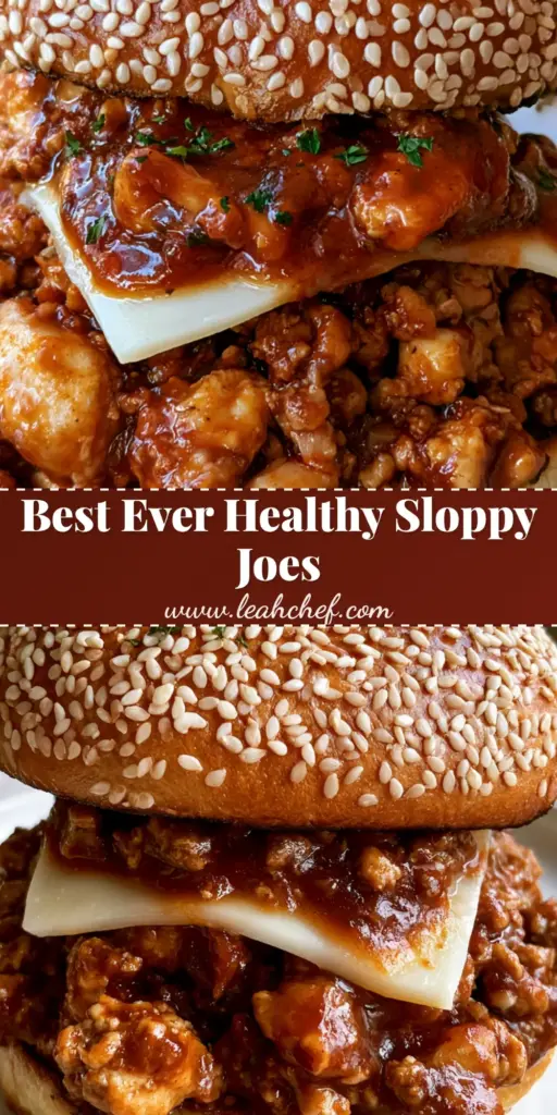 A tall Ground Chicken Sloppy Joe on a toasted sesame brioche bun with glossy sauce and melted provolone cheese.