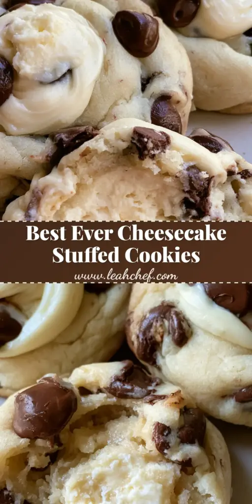 Chocolate Chip Cheesecake Cookies: The Ultimate Soft-Baked Gourmet Treat 3 A close-up vertical shot of Chocolate Chip Cheesecake Cookies showing the golden edges and creamy white cheesecake swirl on top.