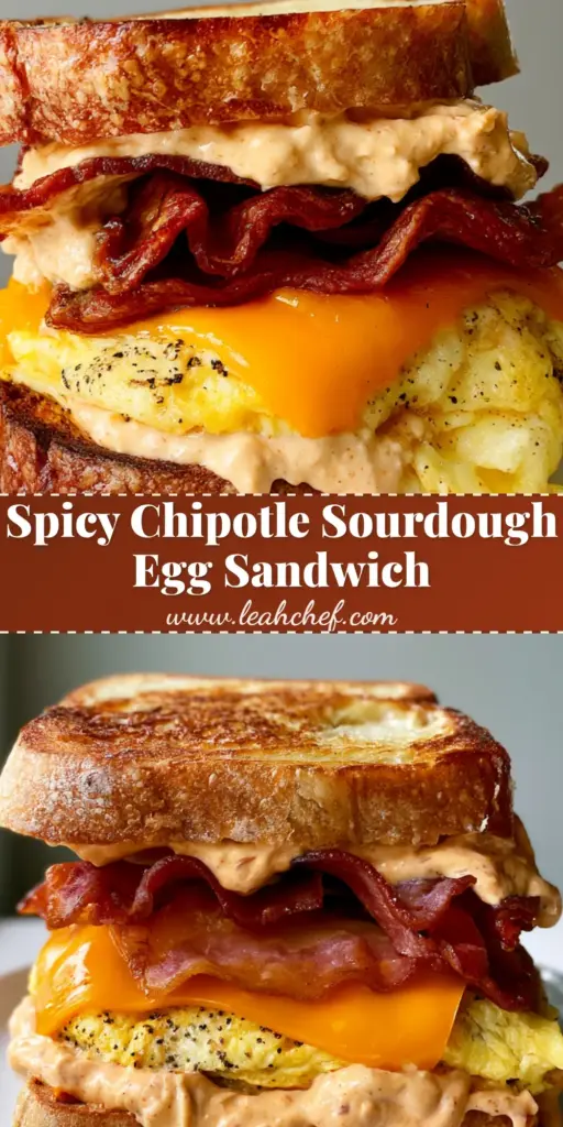 Spicy Chipotle Breakfast Sandwich with Crispy Bacon and Sourdough 4 A handheld smartphone photo of a stacked Spicy Chipotle Breakfast Sandwich featuring toasted sourdough, vibrant orange melted cheddar, and crispy bacon dripping with pale-orange chipotle mayo.