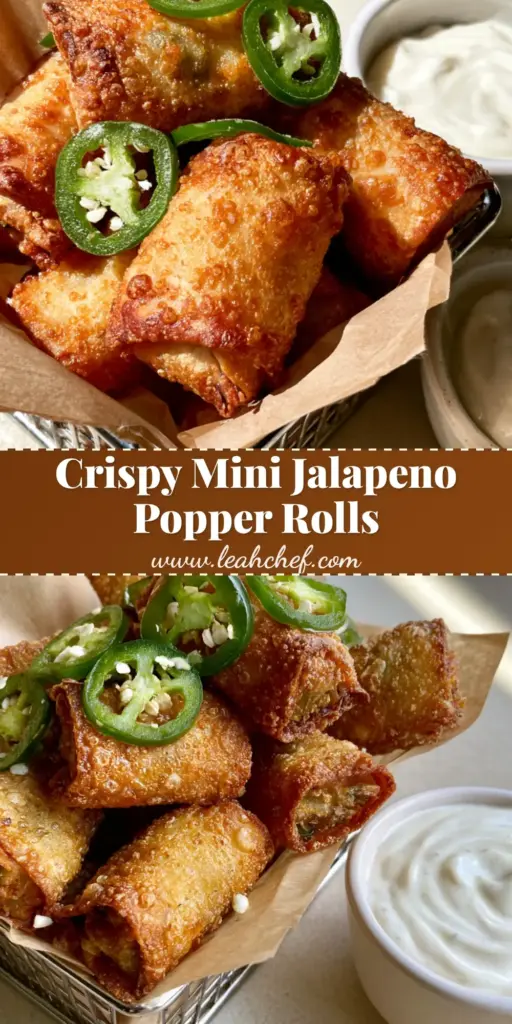 A pile of golden brown bubbly mini Jalapeno Popper Egg Rolls in a wire basket with ranch dip.